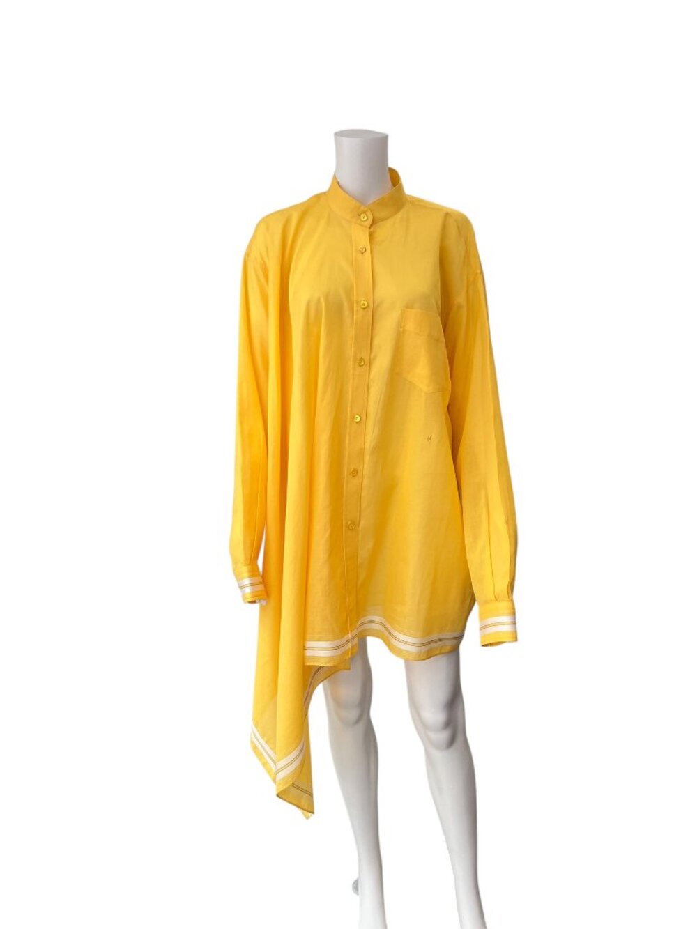 $1249 Moschino Couture Yellow White Sheer Asymmetric Oversized Blouse Shirt sz 6